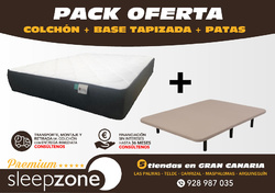 Pack Colchón Special Confort y Base Tapizada 3D con juego de 6 patas metálicas